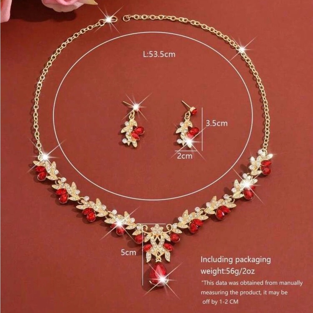 Elegant Red and Gold Jewelry Set